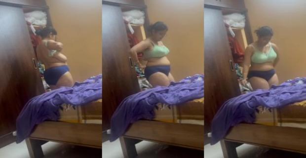 Indian big tits mom bra panty pahante